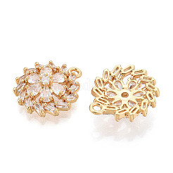 Brass Pave Clear Cubic Zirconia Pendants&nbsp;KK-T077-34G