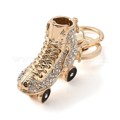 Golden Zinc Alloy with Rhinestone Ice Skates Keychain&nbsp;DIY-B075-01G-01