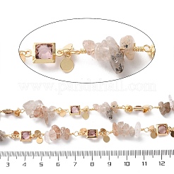Handmade Brass Glass Square Link Chains&nbsp;CHC-F019-10G-03