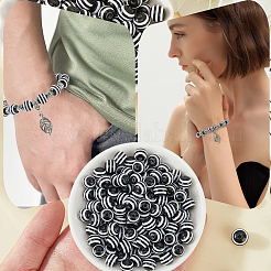 200Pcs Round Striped Resin Beads&nbsp;RESI-PA0001-17