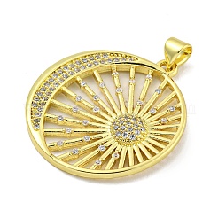 Rack Plating Brass Micro Pave Clear Cubic Zirconia Pendants&nbsp;KK-B091-35G