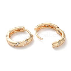 Brass Micro Pave Clear Cubic Zirconia Hoop Earrings&nbsp;EJEW-C121-01G