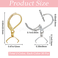 60Pcs 2 Colors 304 Stainless Steel Leverback Earring Findings&nbsp;STAS-SP0001-20