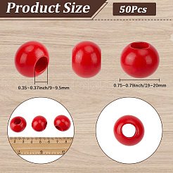 50Pcs Spray Painted Wood European Beads&nbsp;WOOD-PA0001-82