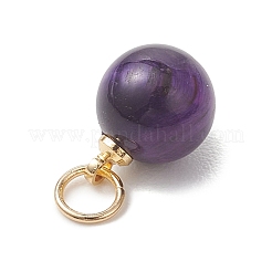 Dyed Natural Tiger Eye Round Charms&nbsp;PALLOY-JF04979