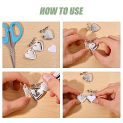6Pcs Heart & Bowknot Brass Locket Brooches&nbsp;JEWB-PH01310
