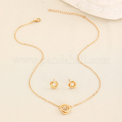 Alloy Knot Pendant Necklaces & Stud Earrings Sets for Women&nbsp;FS-WGB889B-03