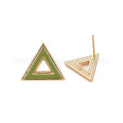 Brass with Enamel Stud Earring Findings&nbsp;KK-S356-673G-NF