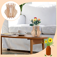 Wooden Puzzle Flower Vase Figurines&nbsp;DIY-WH0308-567