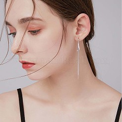 Anti-Tarnish Clear Cubic Zirconia Linear Wave with Chain Tassel Dangle Earrings&nbsp;JE1035A