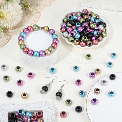300Pcs Matte Rondelle Spray Painted Acrylic European Beads&nbsp;OACR-PA0001-74