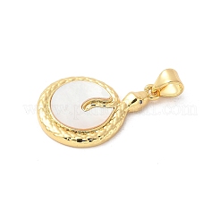 Brass Pave Natural White Shell Pendants&nbsp;KK-S522-14G