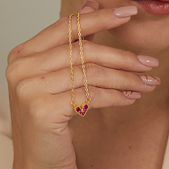 Golden Brass Heart Pendant Necklace for Women&nbsp;WZ0134-3-1