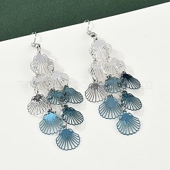 430 Stainless Steel Shell Shape Dangle Earrings&nbsp;EJEW-A137-03P-02
