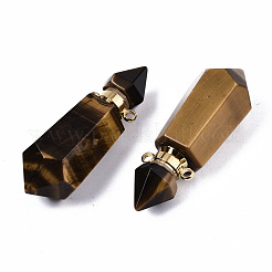Faceted Natural Tiger Eye Pendants&nbsp;G-T131-15D