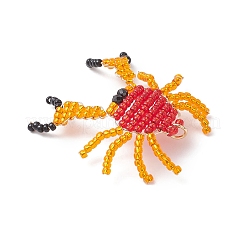 Natural Black Spinel Faceted Round & Glass Seed Beaded Crab Pendants&nbsp;PALLOY-MZ00967