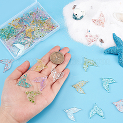 60Pcs 6 Colors Transparent Resin Pendants&nbsp;RESI-PH0001-69