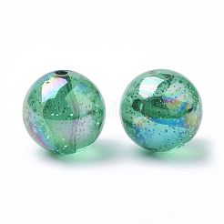 AB-Color Plated Transparent Acrylic Beads with Glitter Powder&nbsp;TACR-R136-03