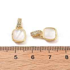 Brass Micro Pave Cubic Zirconia with Natural Shell Charms&nbsp;KK-G533-15G