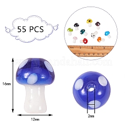 55Pcs 11 Style Mushroom Handmade Lampwork Beads&nbsp;LAMP-SZ0001-14