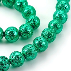 Electroplated Natural Lava Rock Bead Strands&nbsp;G-E511-01B-6mm