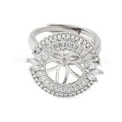 Flat Round Brass Micro Pave Cubic Zirconia Adjustable Ring Settings&nbsp;LS-KK-K297-06P