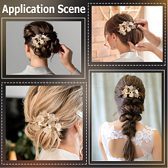 Alloy with Plastic Pearl Flower Alligator Hair Clips&nbsp;OHAR-WH20010-05G