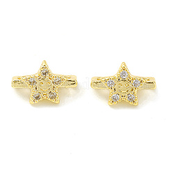 Rack Plating Brass Pave Cubic Zirconia Slide Charms&nbsp;KK-G464-02G