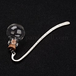 Round Tibetan Style Alloy Glass Wishing Bottle Bookmarks&nbsp;AJEW-JK00108-01
