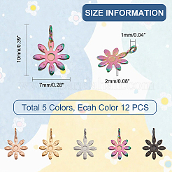 60Pcs 5 Colors 304 Stainless Steel Pendants&nbsp;STAS-NB0001-72