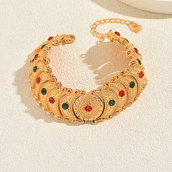 Vintage Ethnic Alloy Pave Cubic Zirconia Moon Link Chain Bracelets for Festivals&nbsp;JM4536