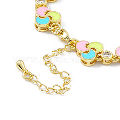 Colorful Enamel Windwill & Cubic Zirconia Link Chain Bracelet&nbsp;BJEW-P288-12G