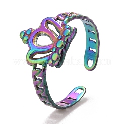 Rainbow Color Ion Plating(IP) 304 Stainless Steel Open Cuff Ring Findigns&nbsp;RJEW-A005-14