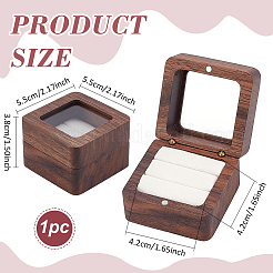 Square Wooden Finger Ring Gift Magnetic Boxes&nbsp;CON-WH0089-109B