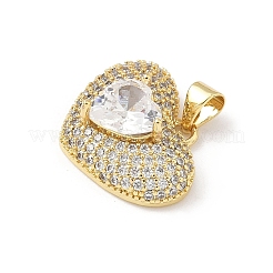 5Pcs Brass Micro Pave Clear Cubic Zirconia Pendants&nbsp;KK-B141-05G-02