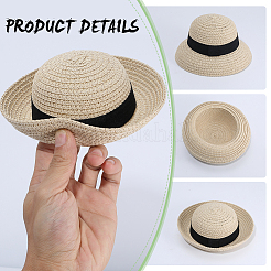 Straw & Polyester Hat for Dolls&nbsp;DOLL-WH0001-17A