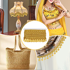 Polyester Braided Metallic Lace Trim with Metal Flat Round Tassel&nbsp;OCOR-WH0082-537A