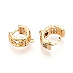 Brass Micro Pave Cubic Zirconia Hoop Earring Finding&nbsp;KK-N261-49G