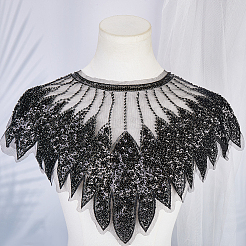 Polyester Glitter Computerized Embroidery Collar Trim&nbsp;DIY-WH20002-206A