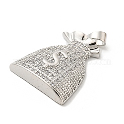 Brass Micro Pave Cubic Zirconia Pendants&nbsp;KK-P250-19P