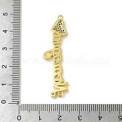 Rack Plating Brass Micro Pave Cubic Zirconia Connector Charms&nbsp;KK-C053-09G