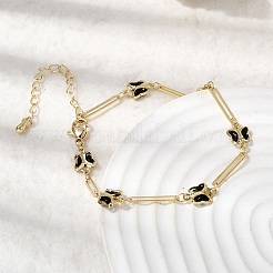 Brass with Cubic Zirconia Link Bracelest for Women&nbsp;BJEW-K298-03G