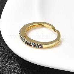 Brass Micro Pave Cubic Zirconia Finger Rings&nbsp;RJEW-P166-02G-02