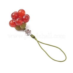 Natural Chinese Jade & Carnelian Persimmon Pendant Decorations&nbsp;HJEW-TA00416