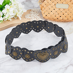 Vintage Alloy & PU Leather Heart Coin Waist Belts&nbsp;AJEW-WH20128-039B