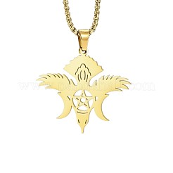201 Stainless Steel Triple Moon Goddess Pendant 304 Stainless Steel Box Chain Necklaces&nbsp;WGF5FD0-02