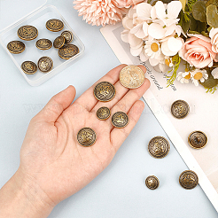 20Pcs 4 Styles Alloy Shank Buttons&nbsp;BUTT-DR0001-05AG