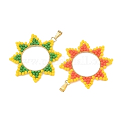 Brass & Glass Seed Beaded Pendants&nbsp;PALLOY-MZ01373