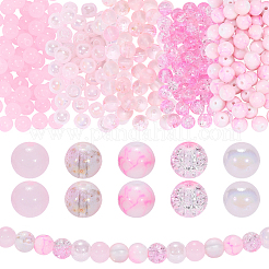 300Pcs 5 Styles Baking Paint Crackle Glass Bead Strands&nbsp;CCG-PA0001-07