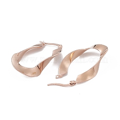 201 Stainless Steel Twist Oval Hoop Earrings with 304 Stainless Steel Pins for Women&nbsp;EJEW-B016-20KCG